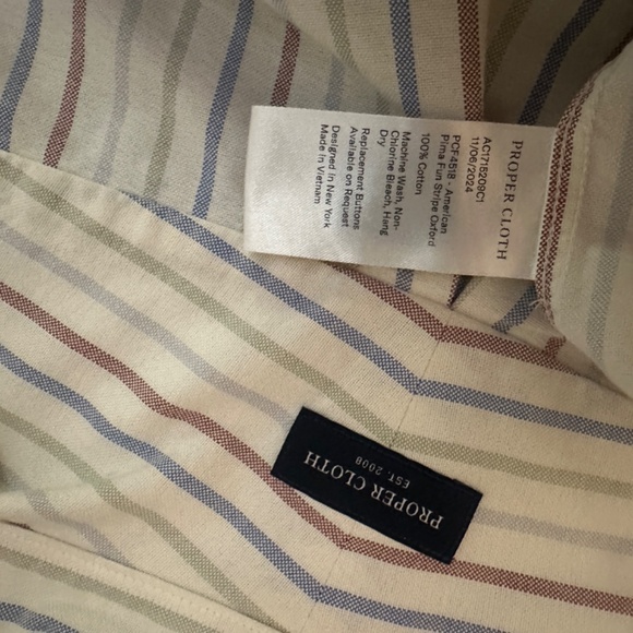 Proper Cloth Button Down 15.5 / 34 Gently worn 100% cotton - Picture 4 of 5
